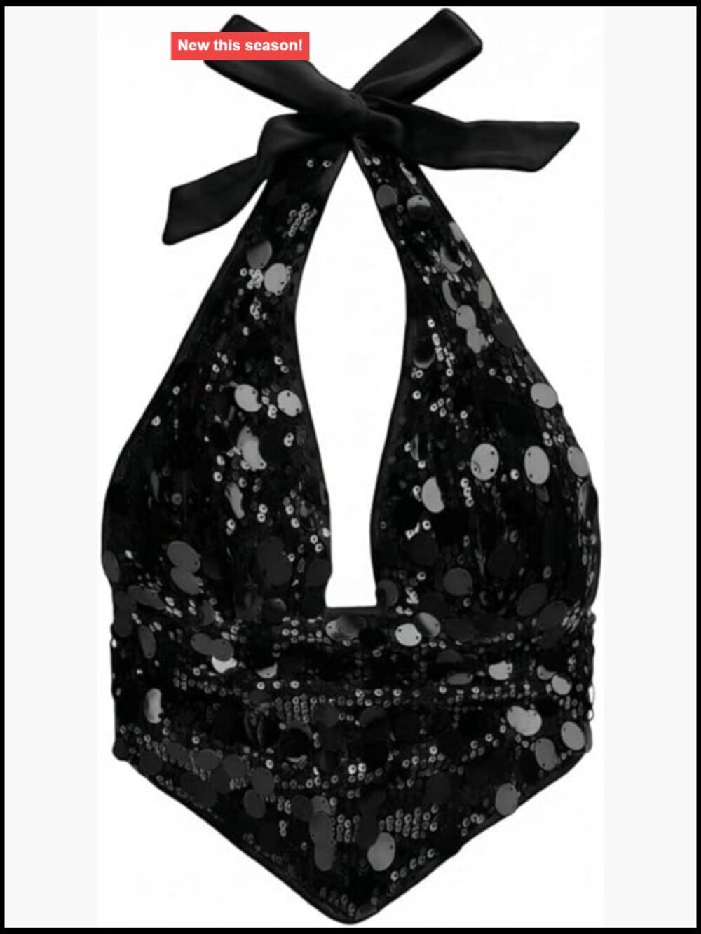 Sequin Halter Tank Top with Tie Back and Asymmetrical Hem Y2K Party Top